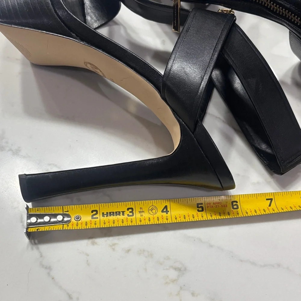 MICHAEL Michael Kors Black Platform Sandal with Gold Zip